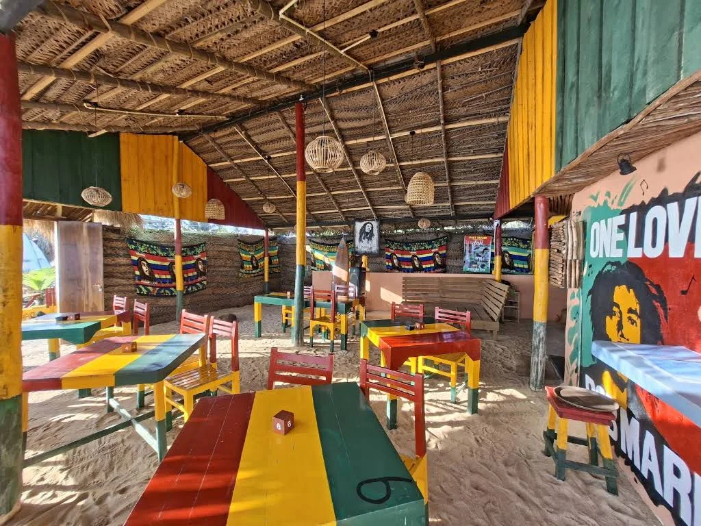 Colourful tables and reggae decor at The Gas Point